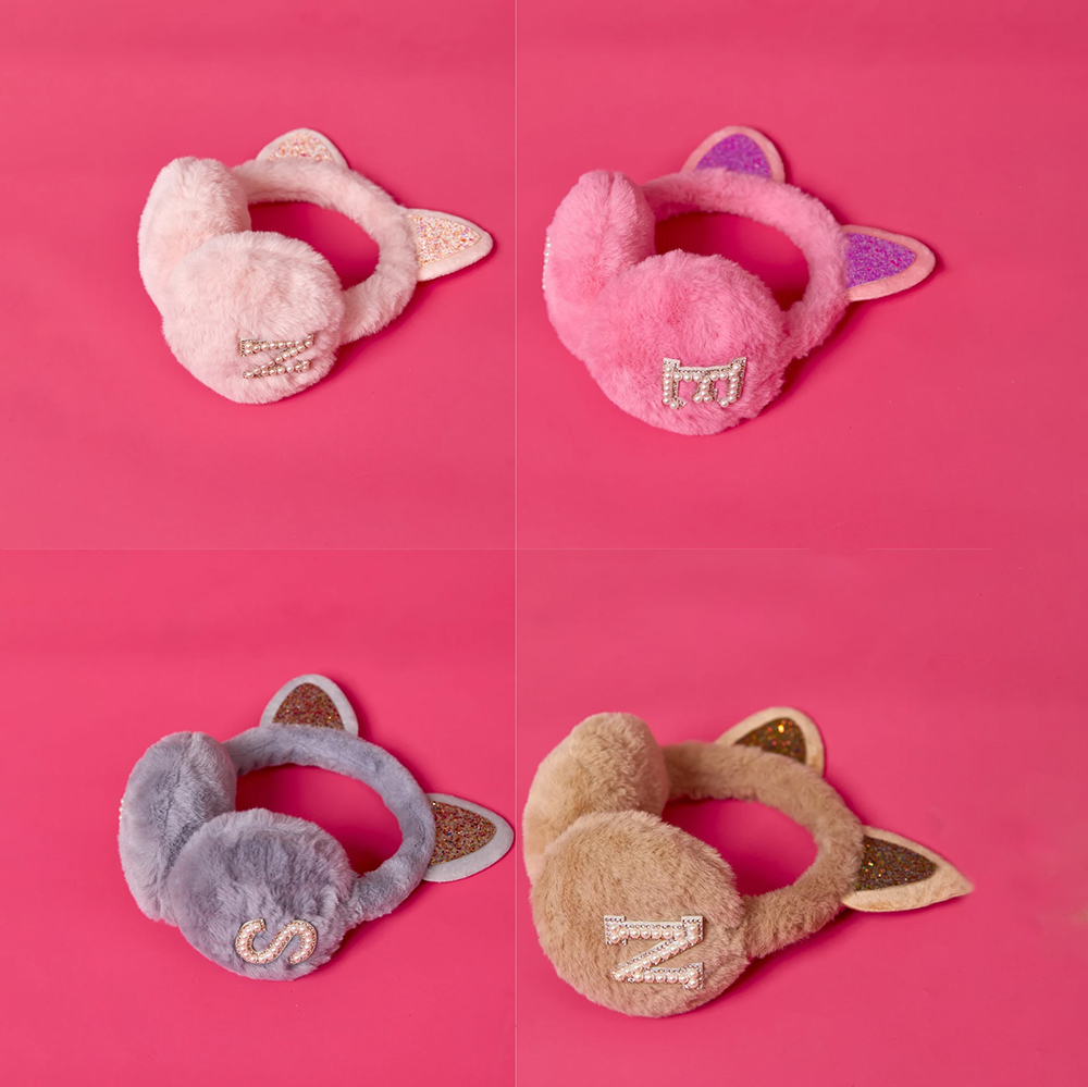 Personalized Kids Pearl Patch Warm Cat Ears Earmuffs | CWToy83