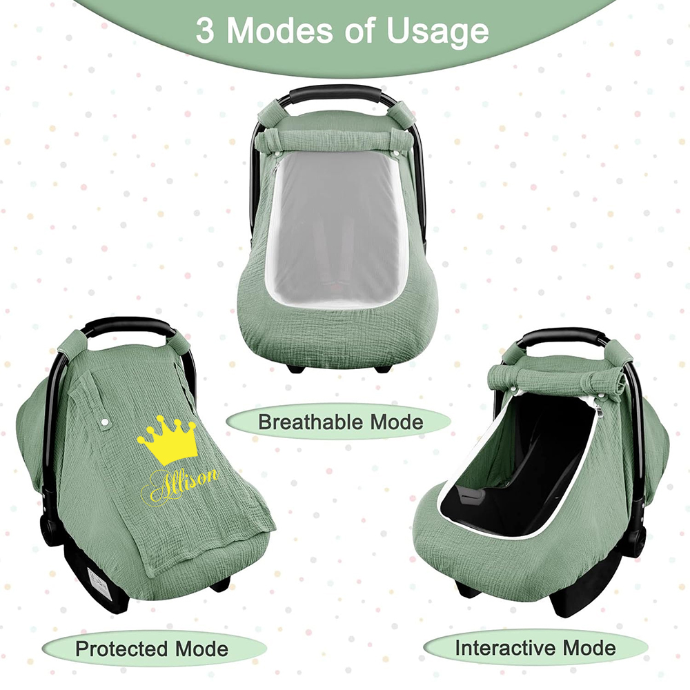 PersonalizedMuslin Car Seat Covers for Babies | CWBaby62