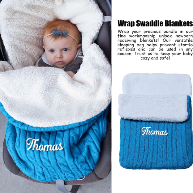Personalized Embroidery Sherpa Sleeping Bag for Babies | CWBaby93