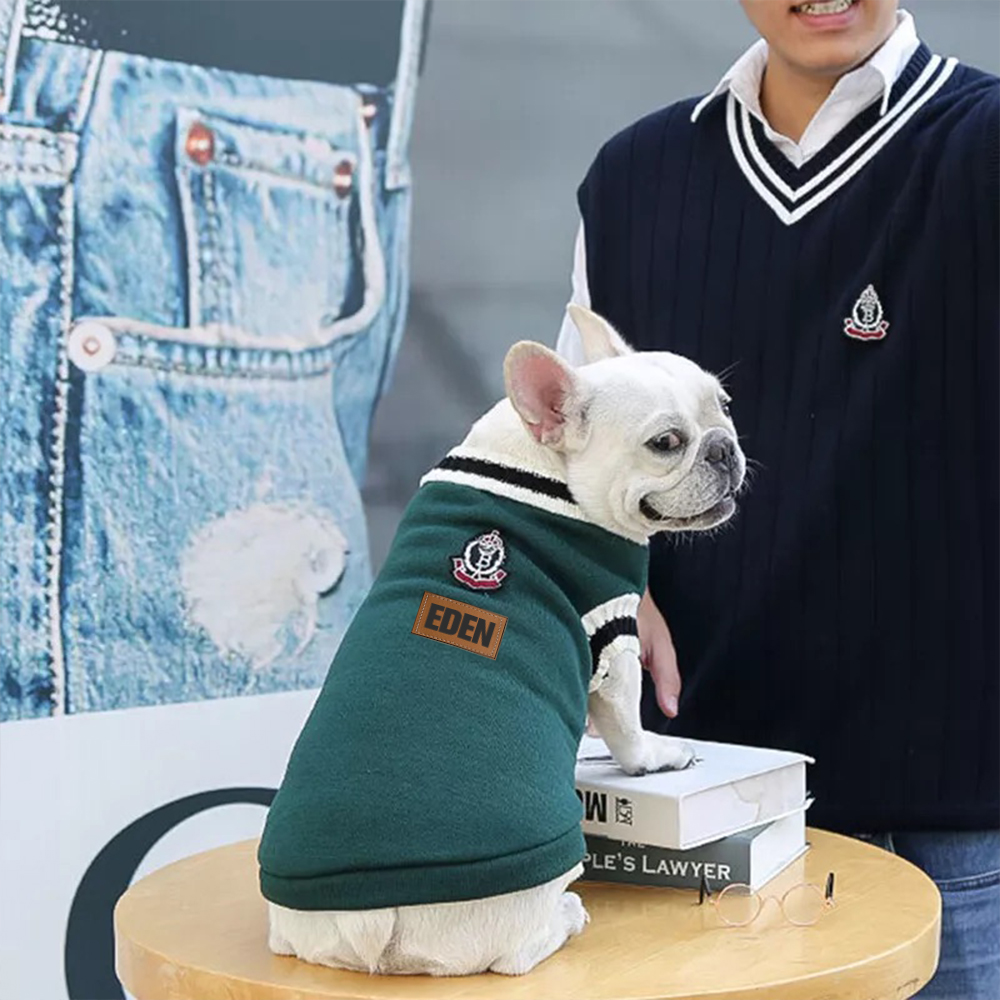 Personalized Leather Patch Pets Sweater | BKPet98