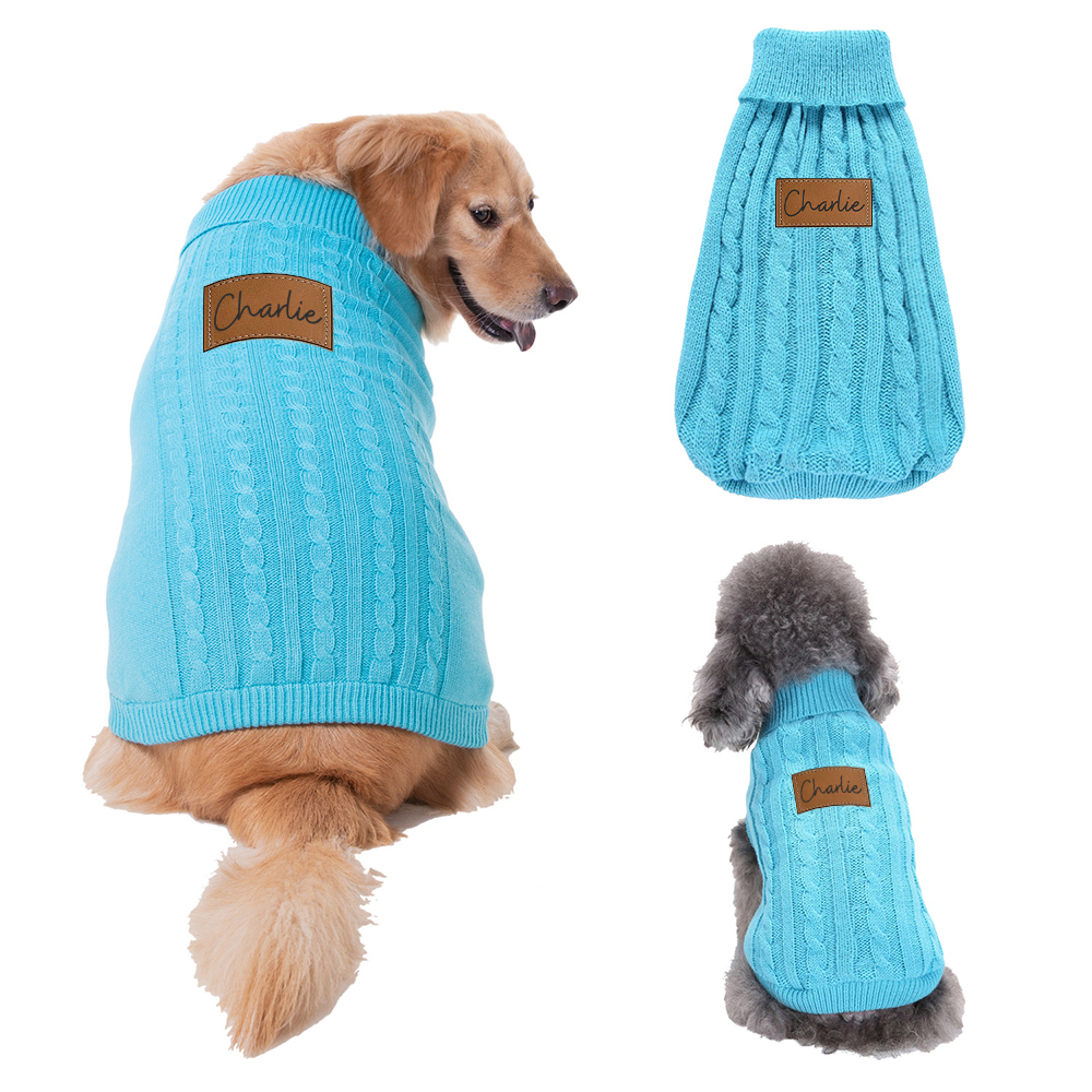 Personalized Leather Patch Pets Colourful Sweater | BKPet97