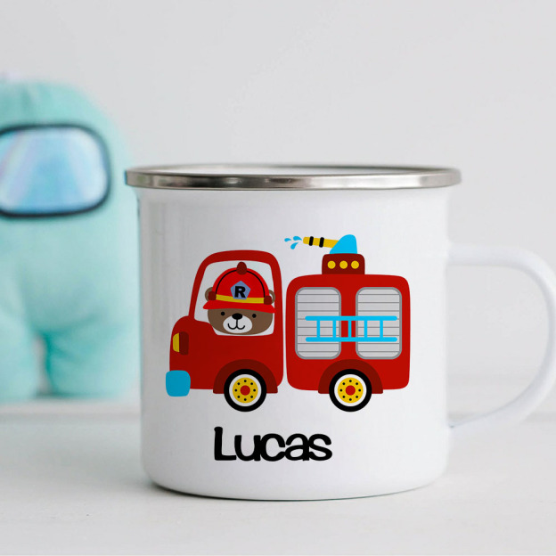 Personalised 12oz Fire Truck Mugs for Kids  | KidMug25
