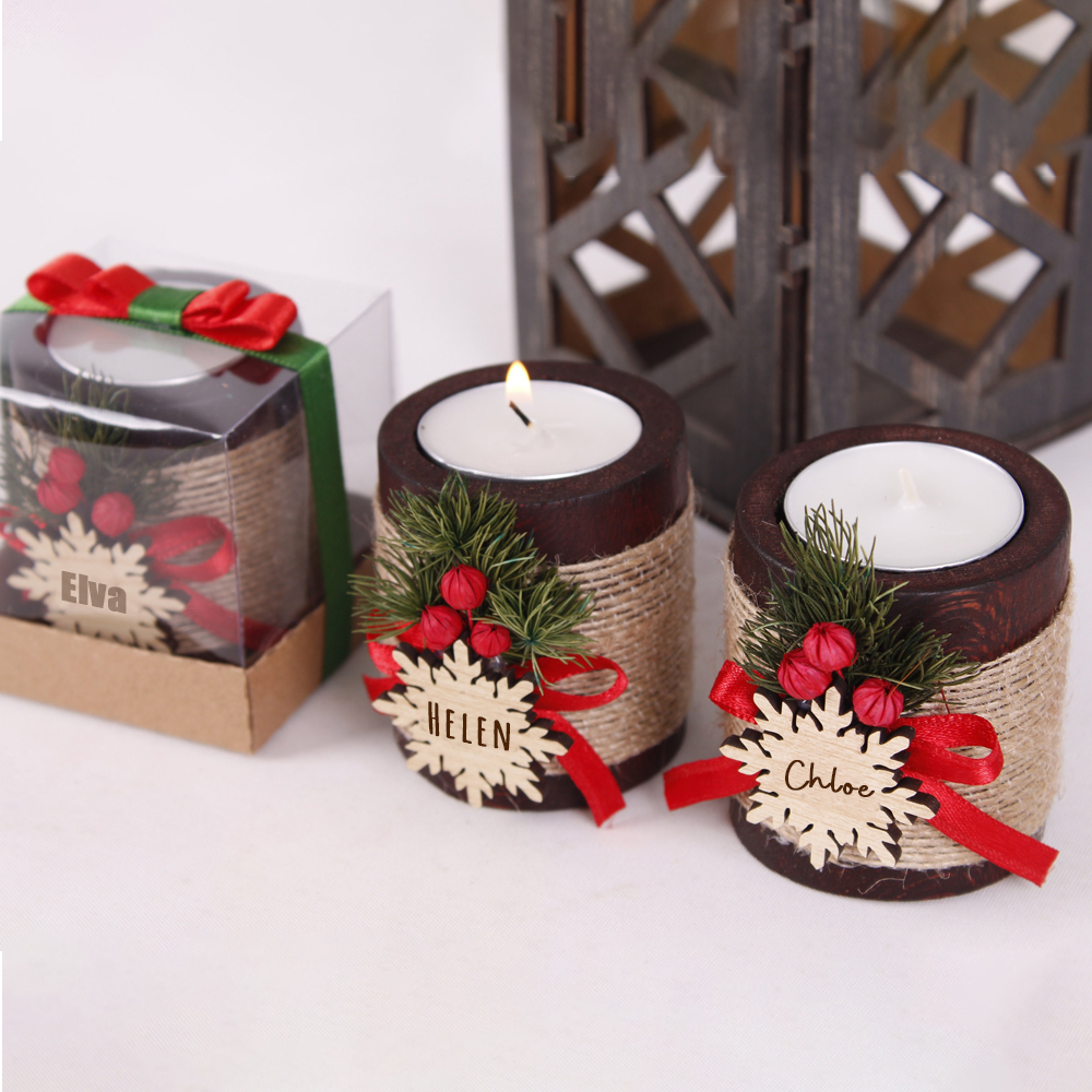 Personalized Wooden Christmas Candle Favors | MCGift76