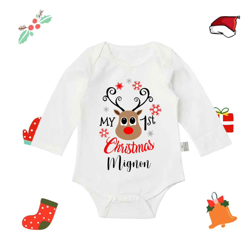 Personalized Baby Merry Christmas White Ropmer | CWBaby104
