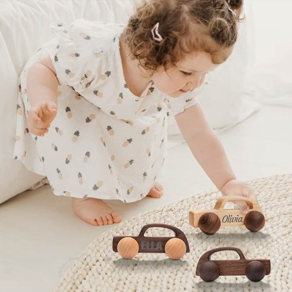 Personalized Baby Natural Wooden Cars Toy | CWToy101