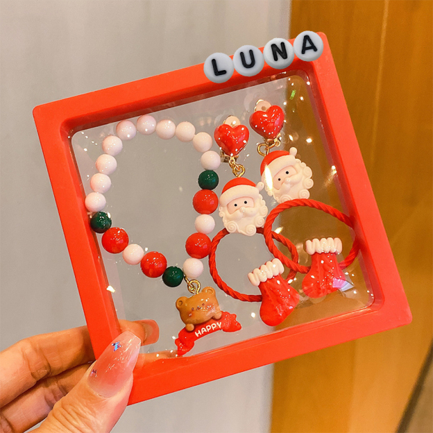 Personalized Lovely Little Girl's Christmas Santa Claus Jewelry Set Box | MCGift99
