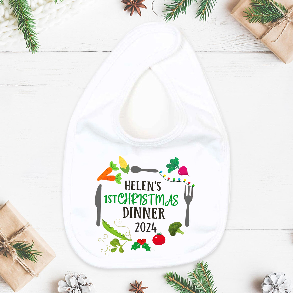Personalized Baby 1st Christmas Dinner Bib | CWBaby115