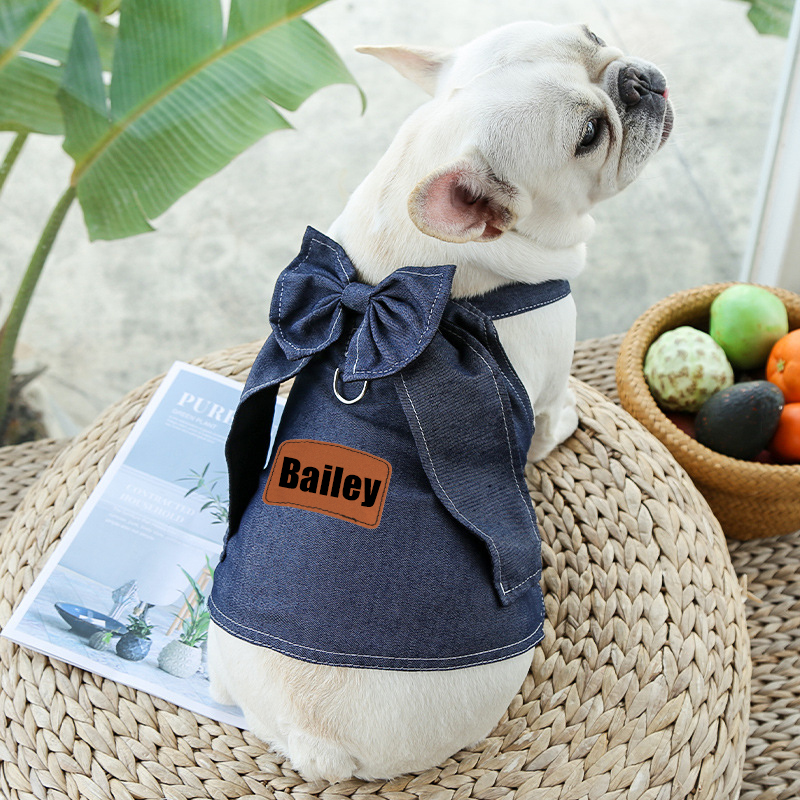 Personalized Leather Patch Pets Denim Skirt | BKPet135