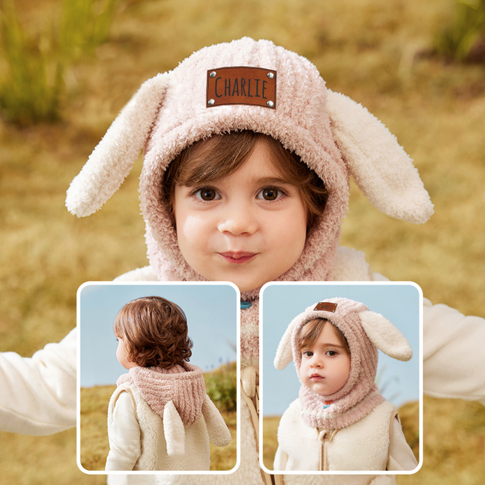 Personalized Leather Patch Kid Knitted Hat|CWBaby123