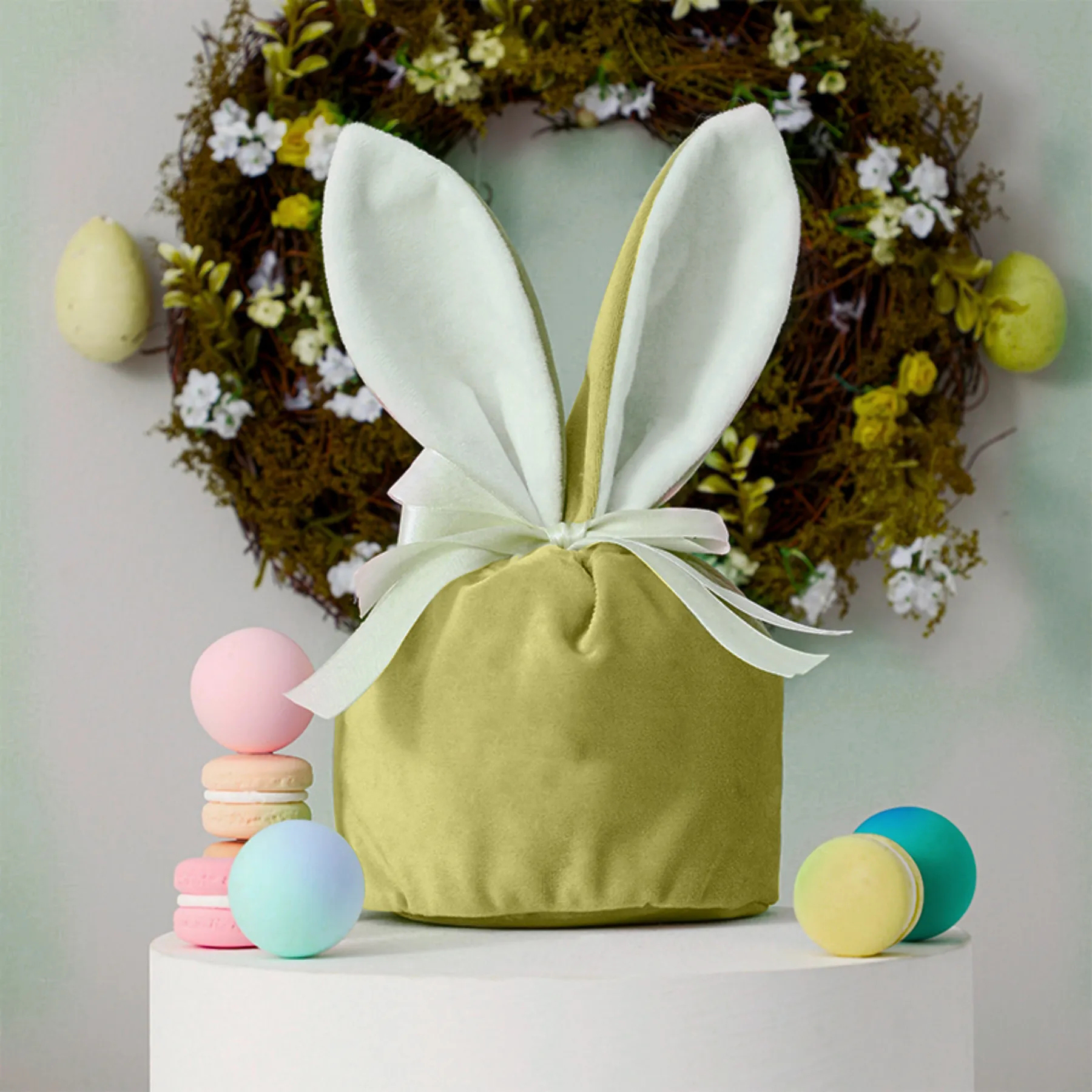 Personalized Foil Stamped Name Easter Bunny Velvet Basket | CWEaster33