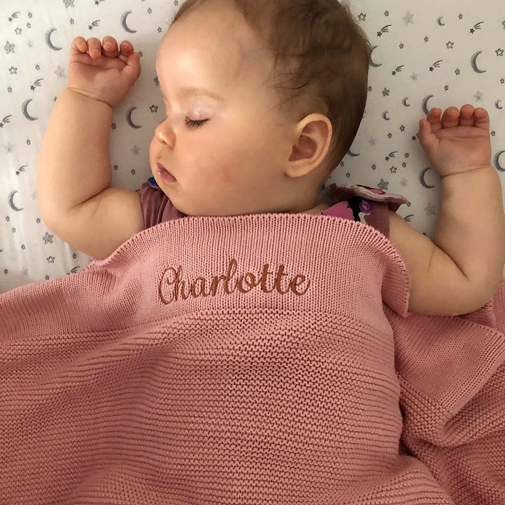 Personalized Embroidered Knit Blanket for Comfort & Unique | CWBaby30