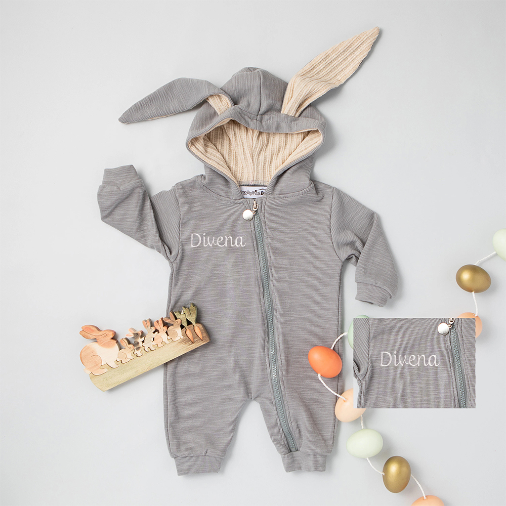Personalized Easter Baby Bunny Ears Romper | CWbaby4001