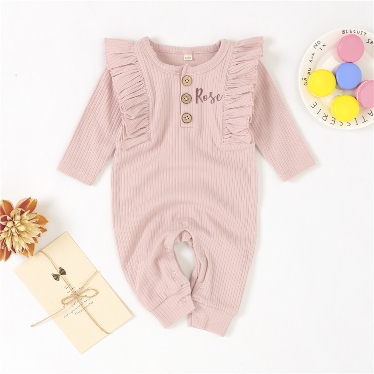 Personalized Baby Girls Ruffle Knit Bodysuit | CWBaby150