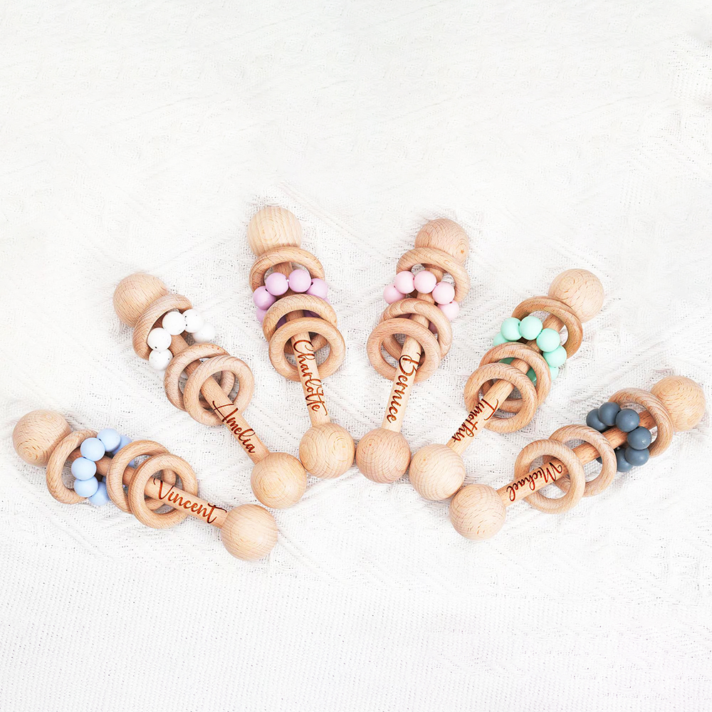 Personalized Cute Baby Wooden Rattle | CWBaby152