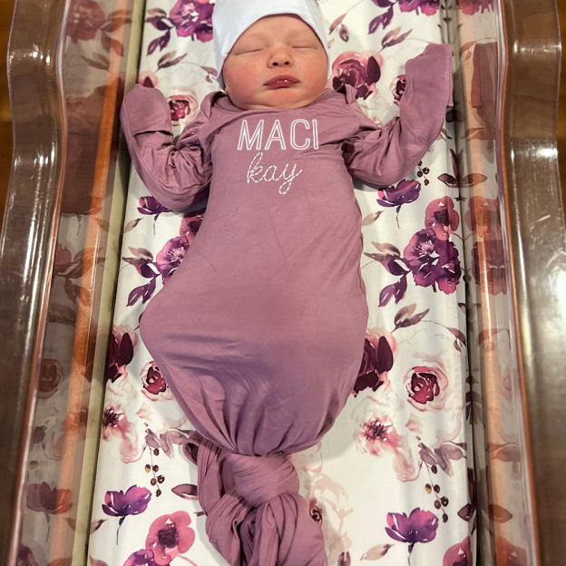 Personalized Cozy Newborn Bamboo Knotted Gown | CWbaby174