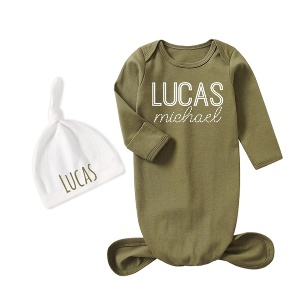 Personalized Cozy Newborn Bamboo Knotted Gown | CWbaby174
