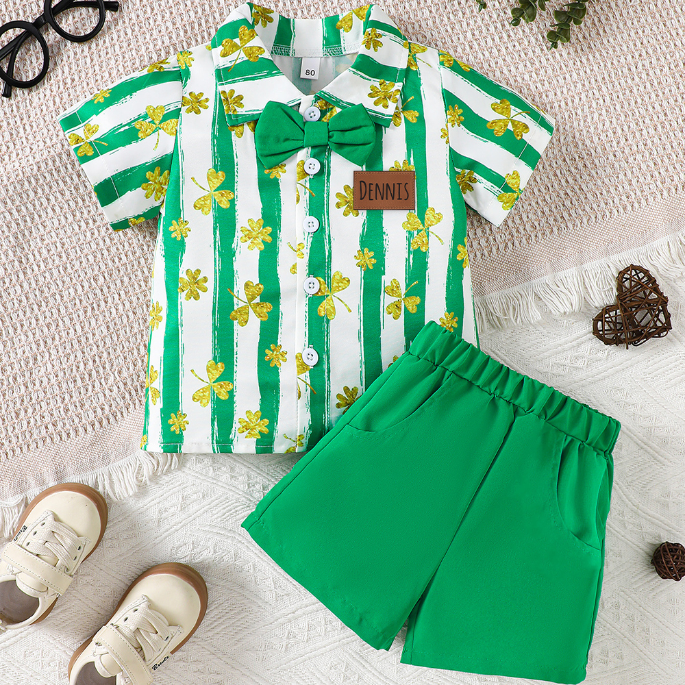 Personalized Baby Boy St. Patrick's Day Clover Shirt Outfit Set | CWBaby175