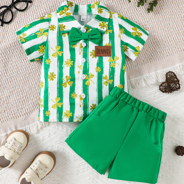Personalized Baby Boy St. Patrick's Day Clover Shirt Outfit Set | CWBaby175