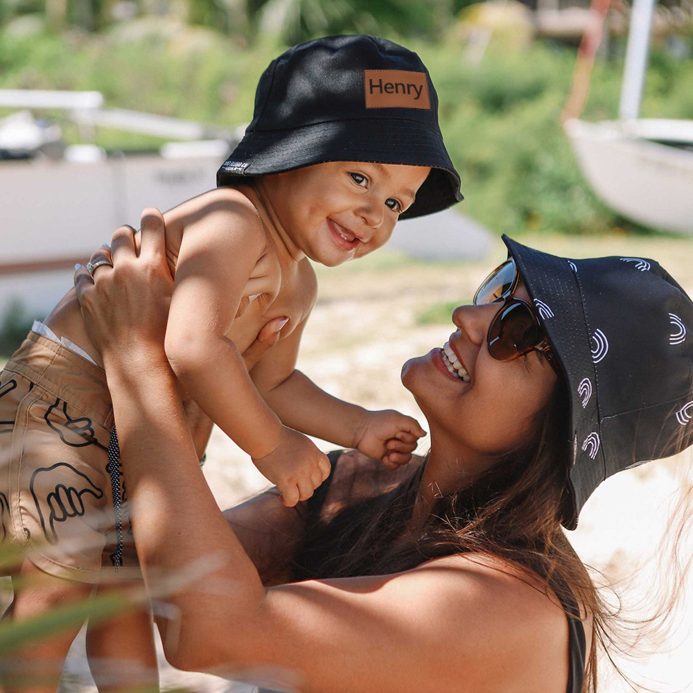 Personalized Kid Leather Patch Bucket Sunbonnet for Comfort & Unique | CWBeach157