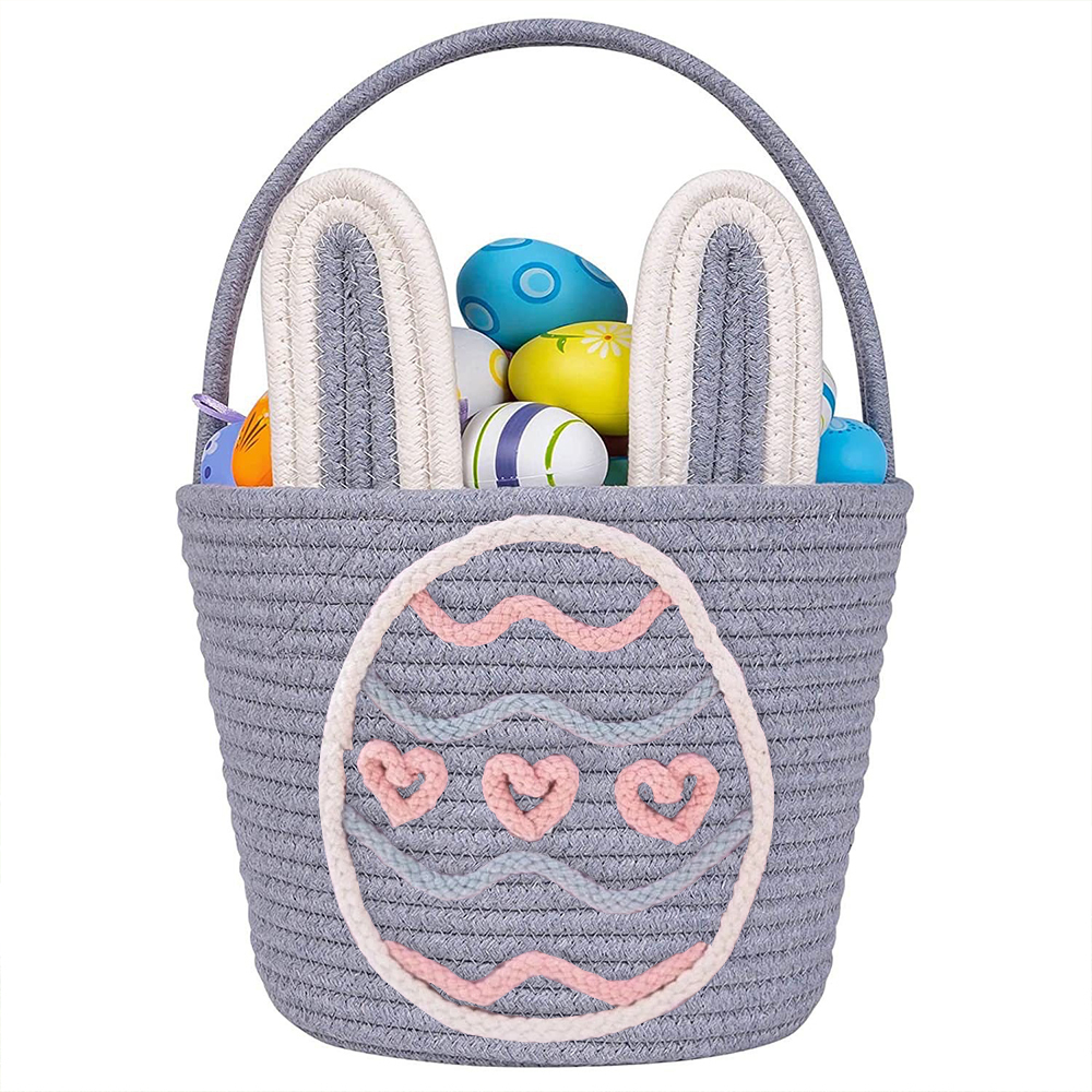 Personalized Handmade Easter Cotton Rope Bunny Basket | CWEaster38