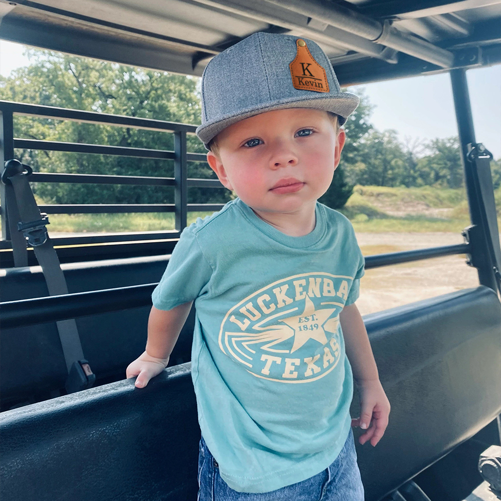 Personalize Kids Leather Patch Cow Tag Hat | CWBeach158