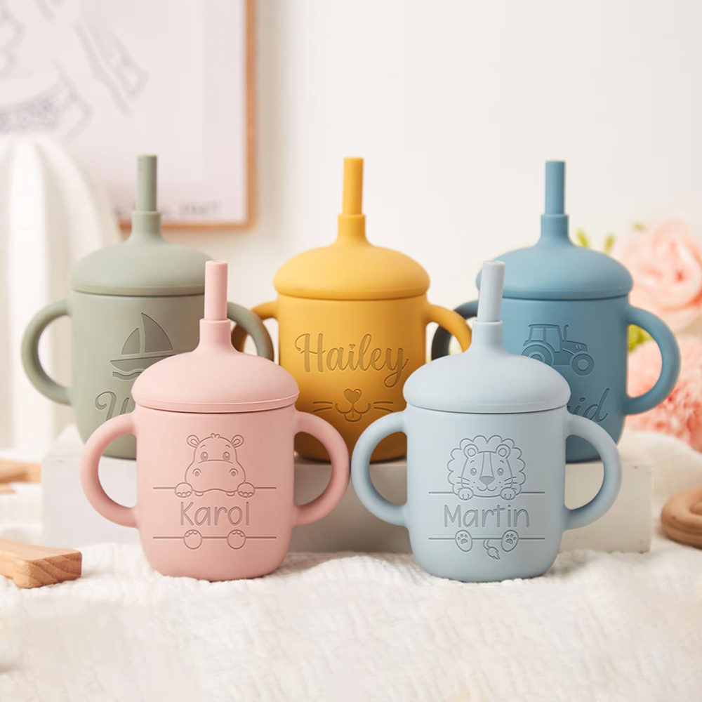 Personalised Baby Food Grade Sippy Silicone Cup | CWBaby5401
