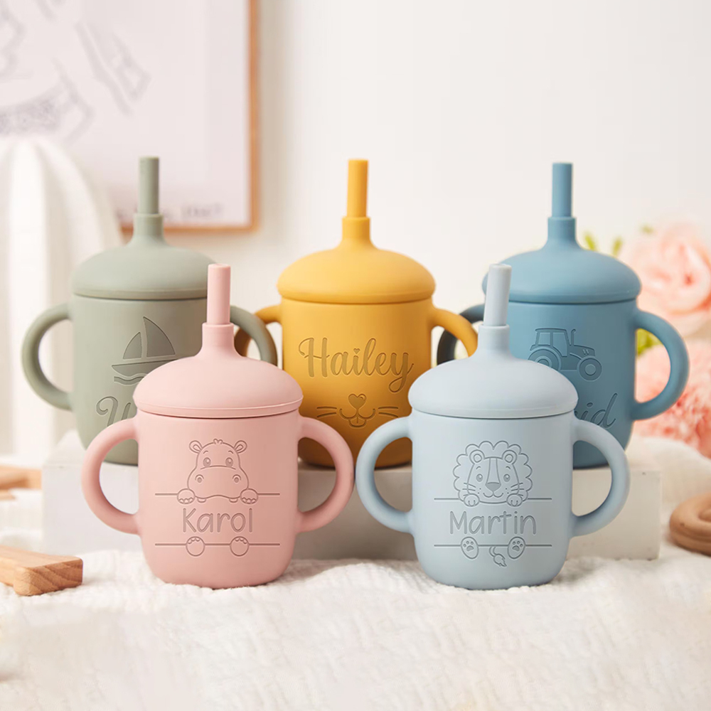 Personalised Baby Food Grade Sippy Silicone Cup | CWBaby5401