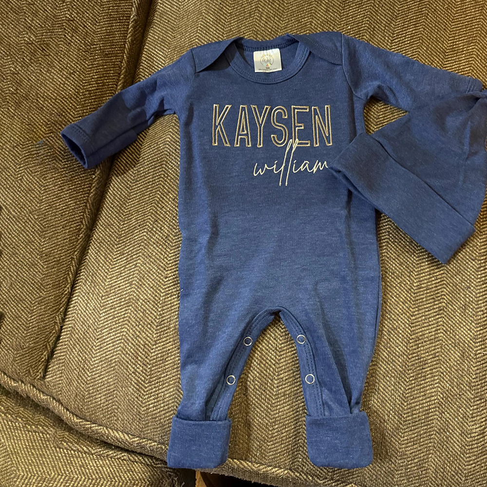 Personalized Embroidery Baby Coming Home Romper and Hat Set | CWBaby203