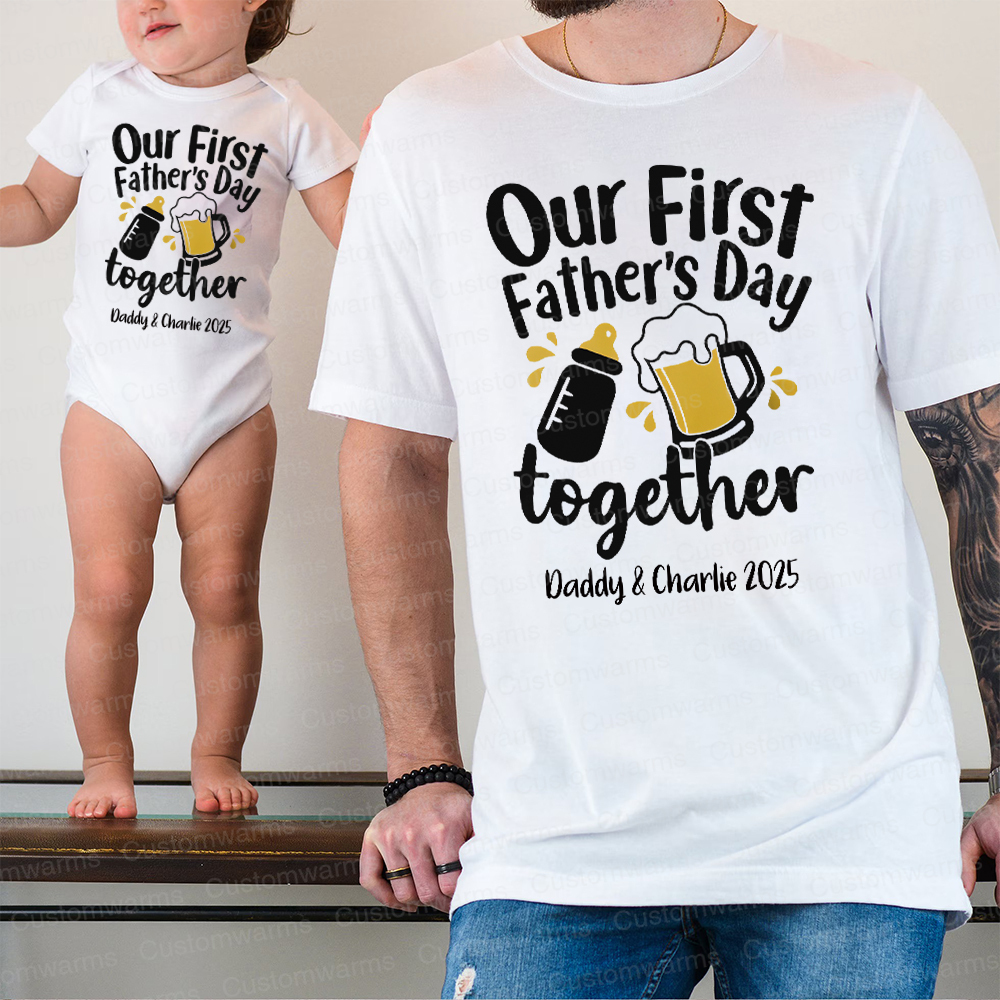 Personalized First Father's Day Daddy and Baby Outfit | CWFamily42