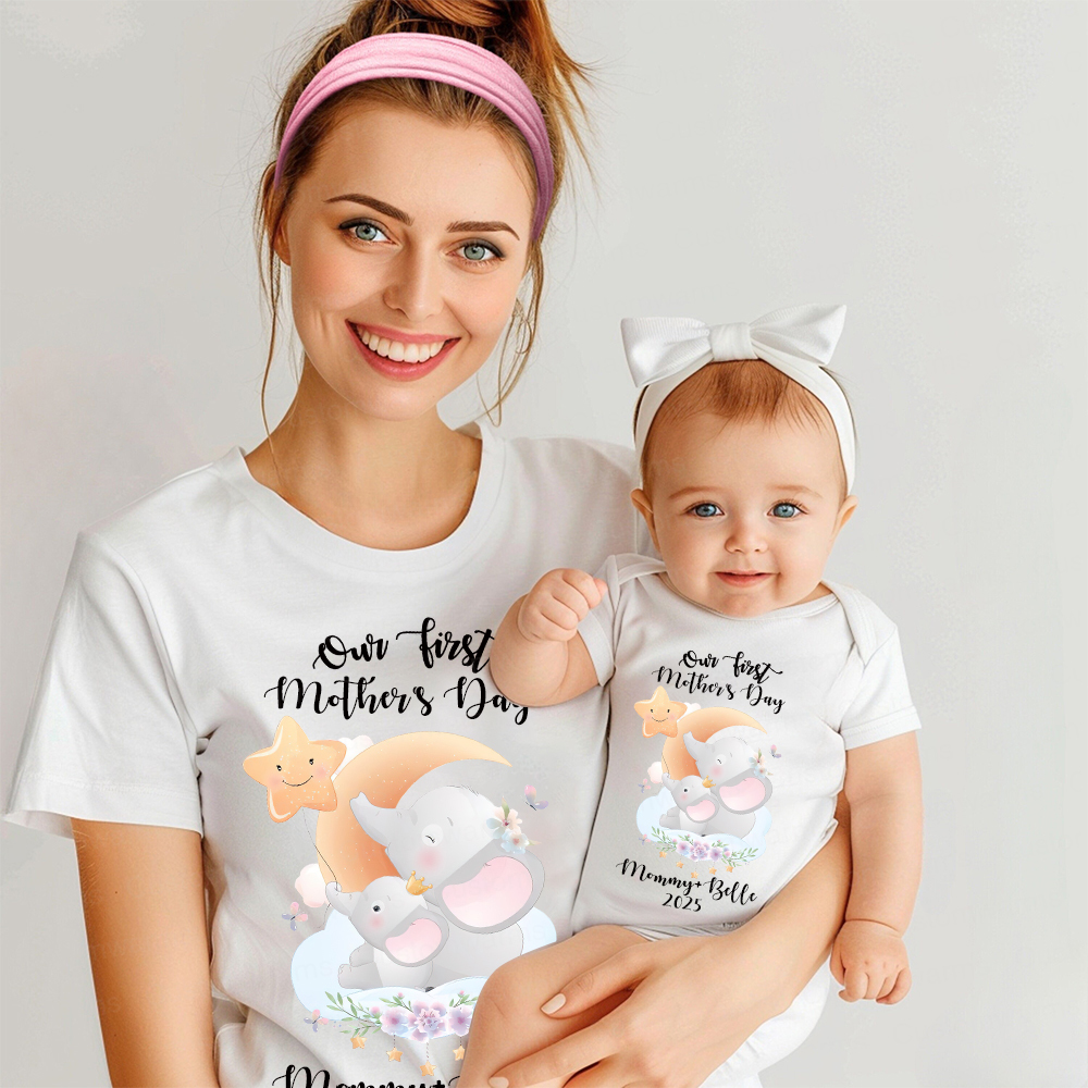 Personalized First Mother's Day Mommy and Baby Outfit | CWFamily41