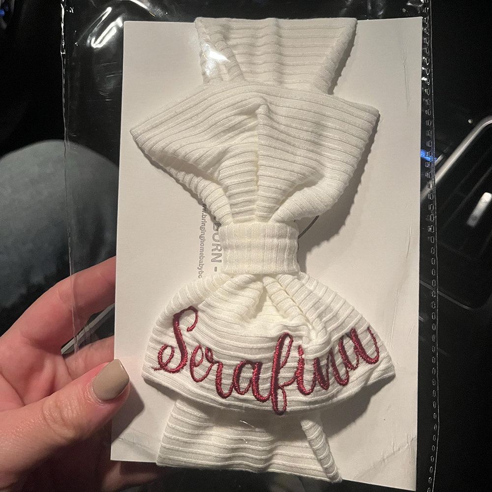 Personalized Embroidery Baby Girl Stretchy Bow Headband | CWBaby208