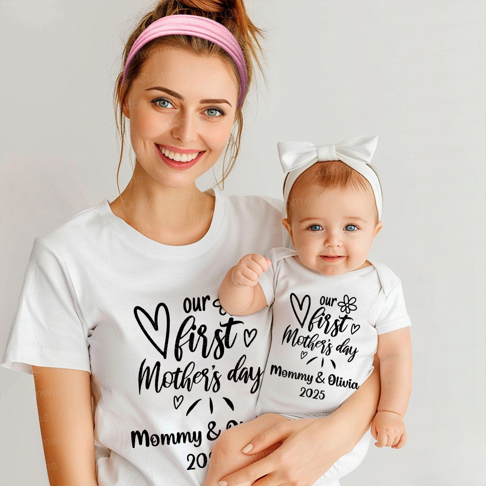 Personalized First Mother's Day Mommy and Baby Outfit | CWFamily45