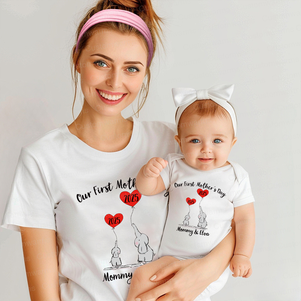 Personalized First Mother's Day Mommy and Baby Outfit | CWFamily48