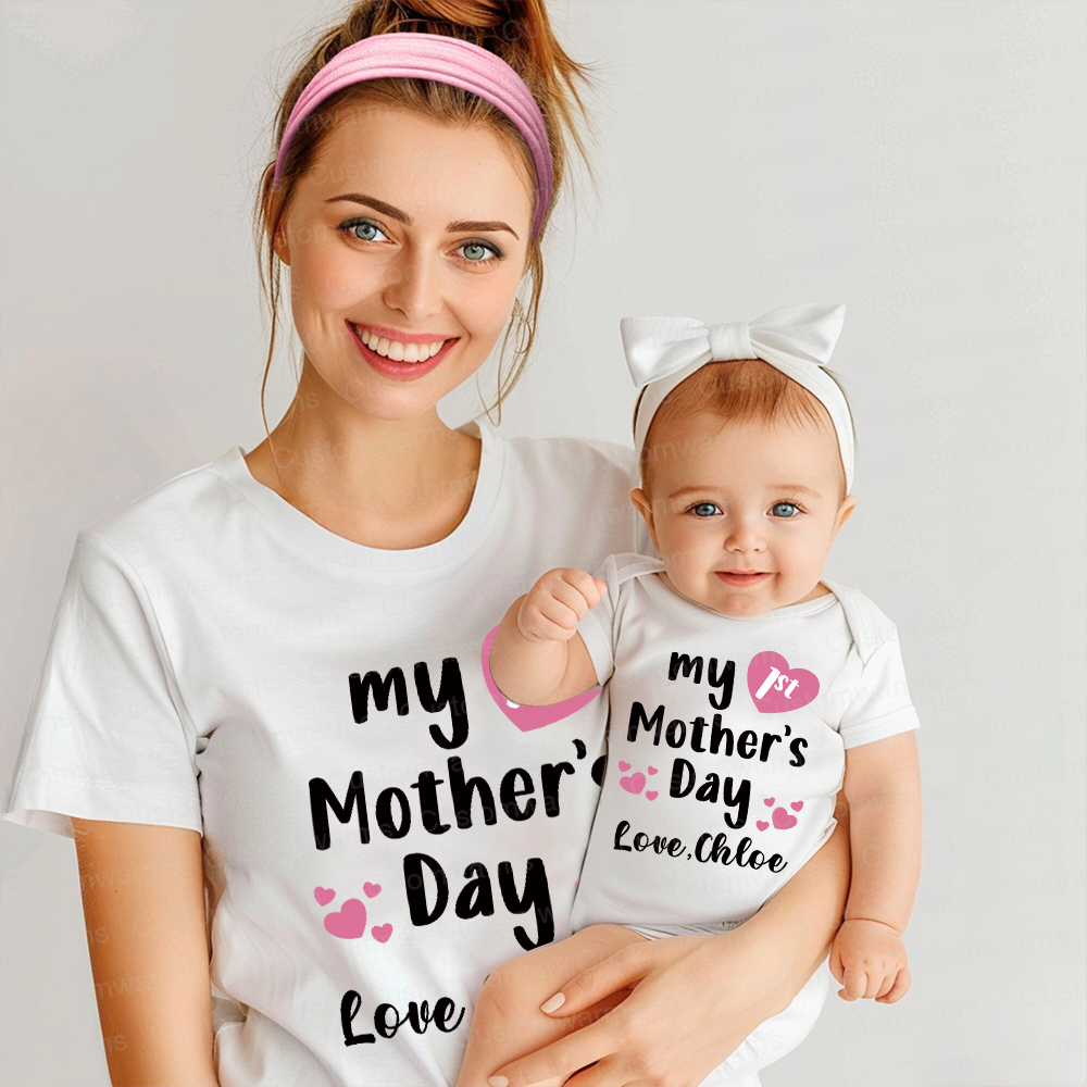 Personalized First Mother's Day Mommy and Baby Outfit | CWFamily49