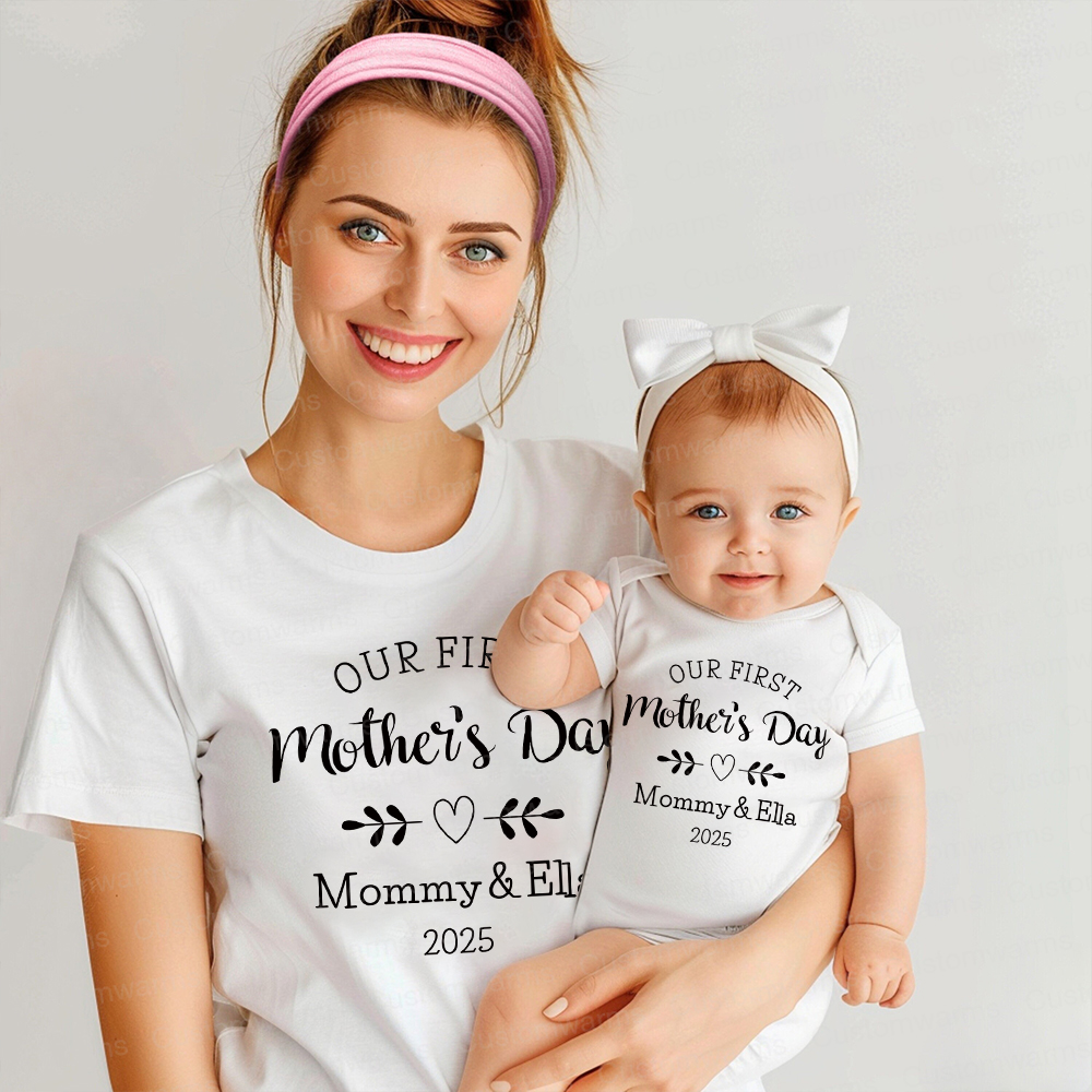 Personalized First Mother's Day Mommy and Baby Outfit | CWFamily50