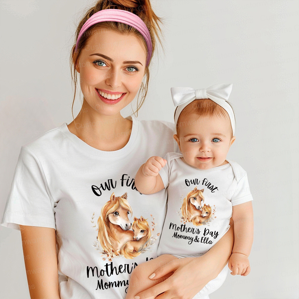 Personalized First Mother's Day Mommy and Baby Outfit | CWFamily51