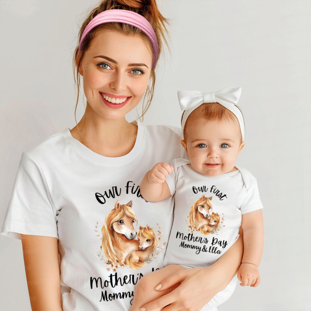 Personalized First Mother's Day Mommy and Baby Outfit | CWFamily51