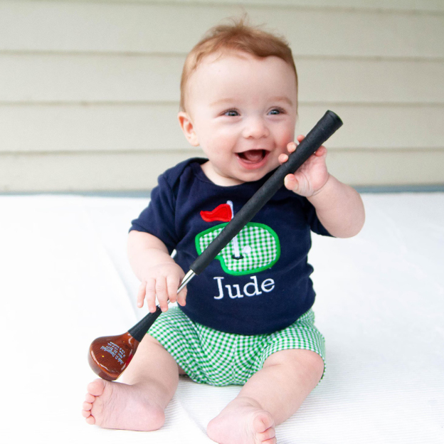 Personalized Baby Monogrammed Golf Applique Romper and Shorts Set | CWBaby209
