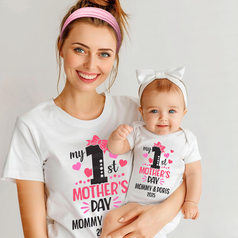 Personalized First Mother's Day Mommy and Baby Outfit | CWFamily53