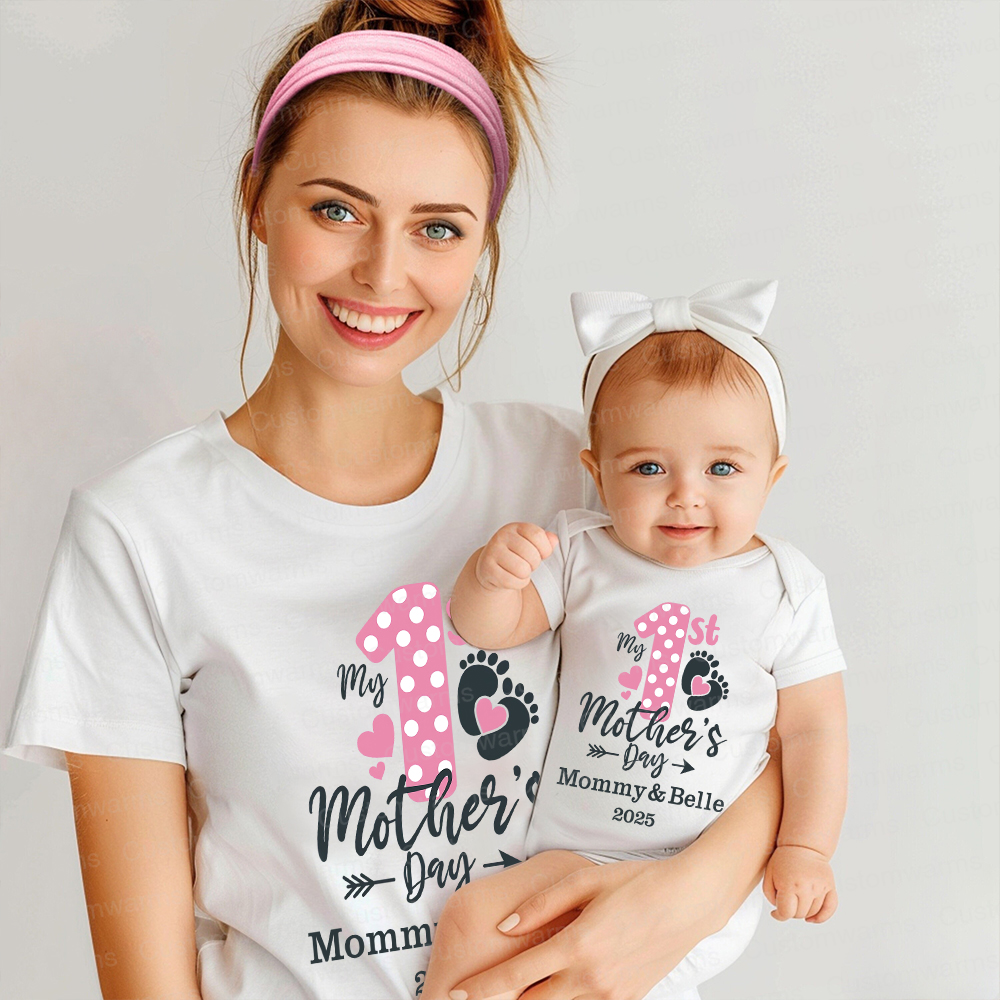Personalized First Mother's Day Mommy and Baby Outfit | CWFamily54
