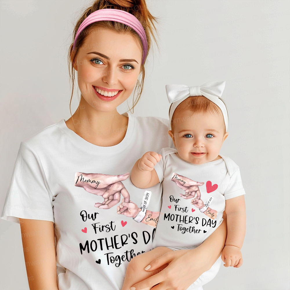 Personalized First Mother's Day Mommy and Baby Outfit | CWFamily57