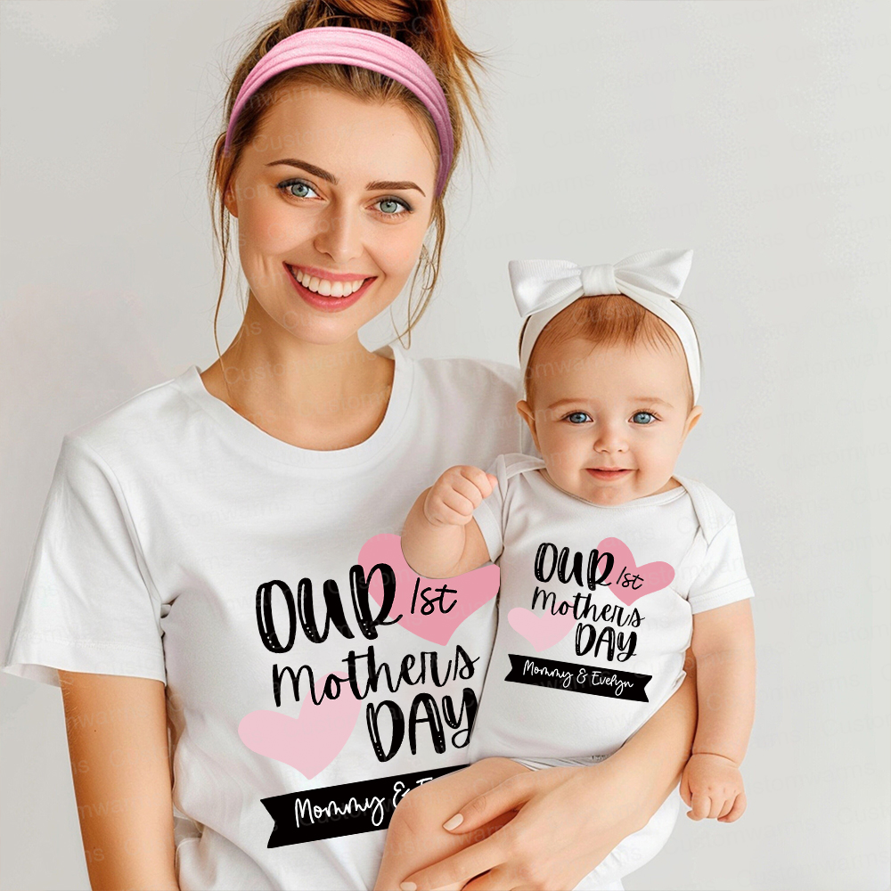 Personalized First Mother's Day Mommy and Baby Outfit | CWFamily58