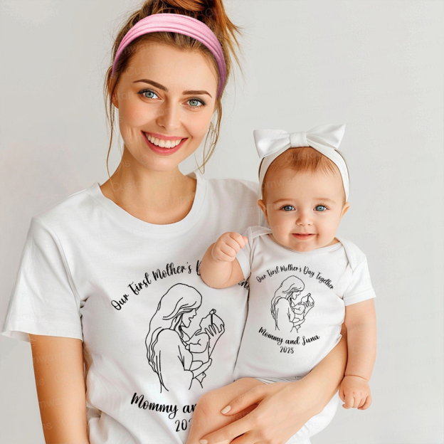 Personalized First Mother's Day Mommy and Baby Outfit | CWFamily61