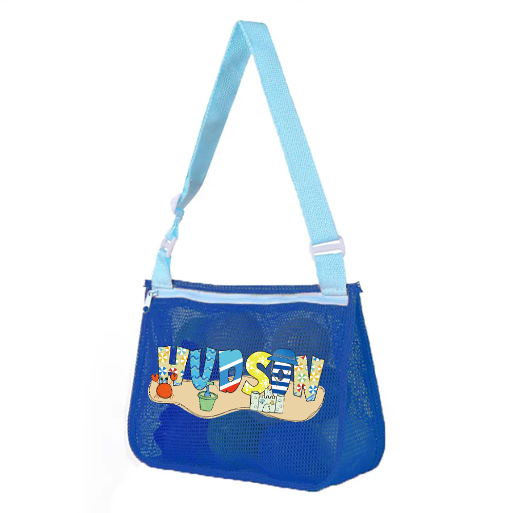 Personalized Seashell Zipper Mesh Beach Bag | CWBeach189