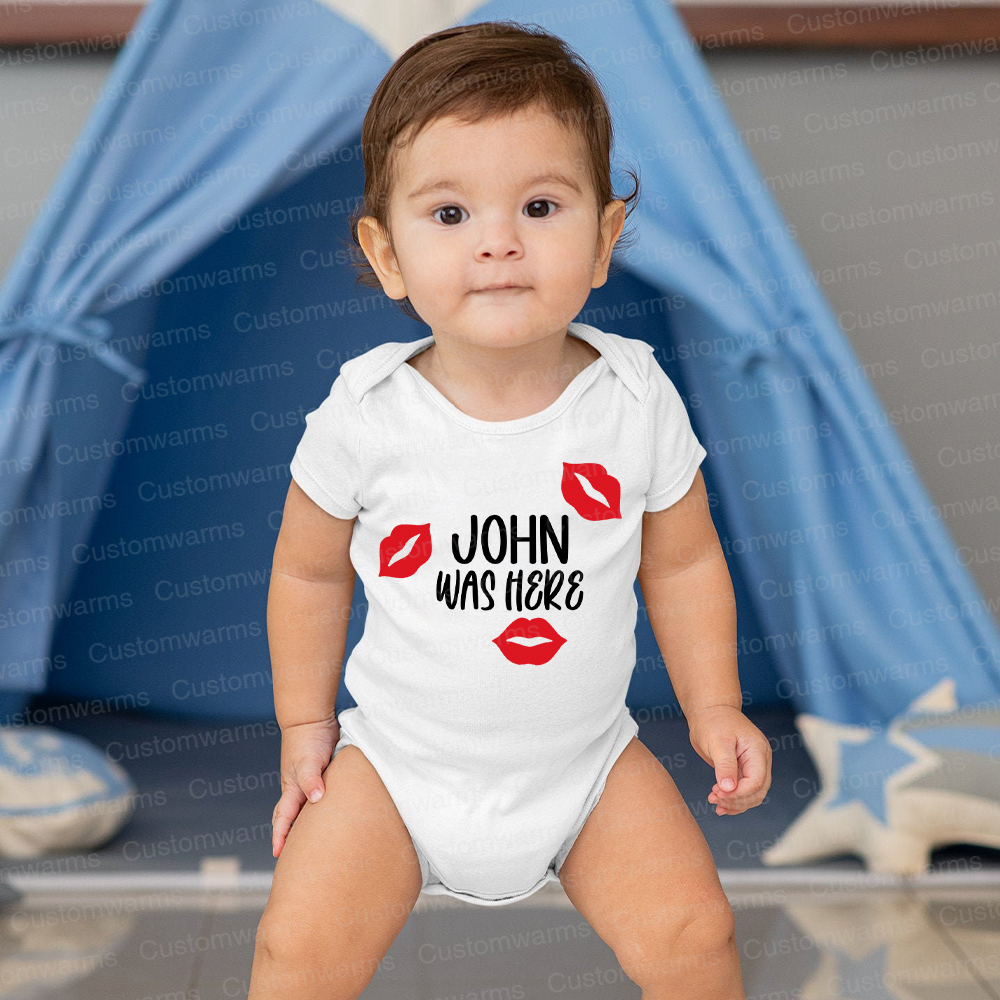 Personalized Baby I Was Here Kisses Romper | CWBaby215
