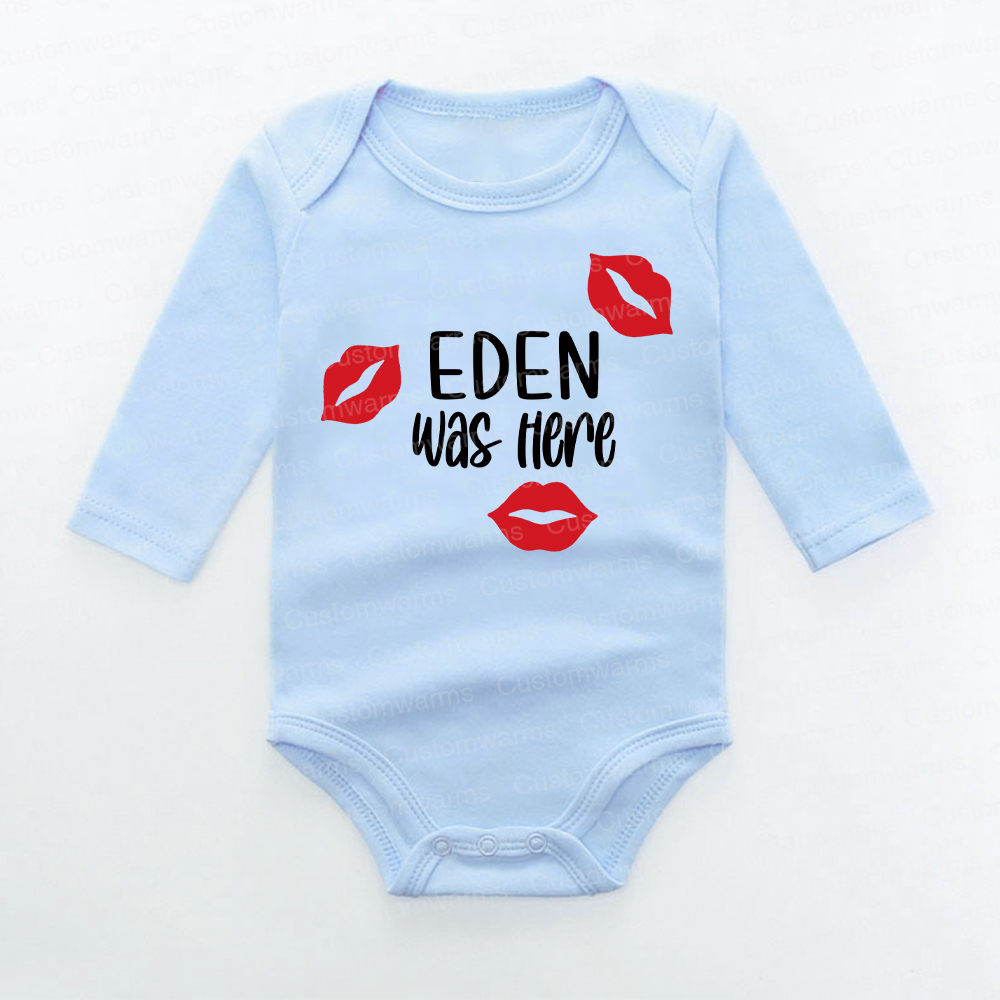Personalized Baby I Was Here Kisses Romper | CWBaby215