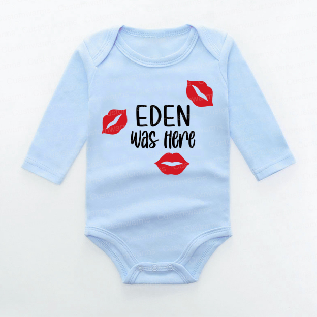 Personalized Baby I Was Here Kisses Romper | CWBaby215