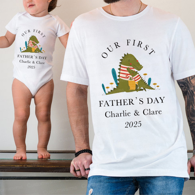 Personalized First Father's Day Daddy and Baby Outfit | CWFamily72