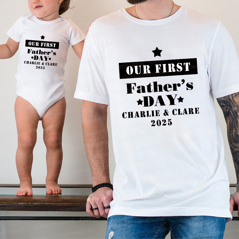 Personalized First Father's Day Daddy and Baby Outfit | CWFamily73