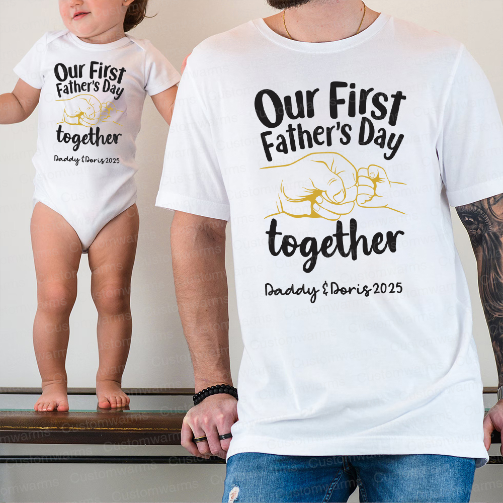 Personalized First Father's Day Daddy and Baby Outfit | CWFamily74